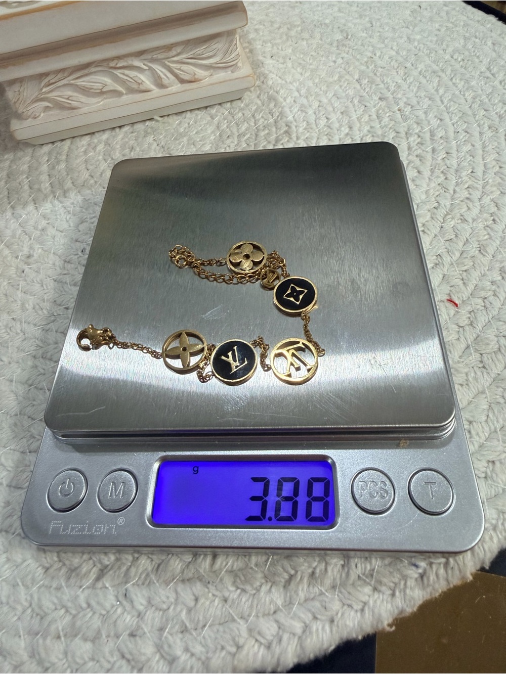 Gold and Black Enamel Monogram Stainless Steel Charm Adjustable Bracelet | NEW - Picture 10 of 10